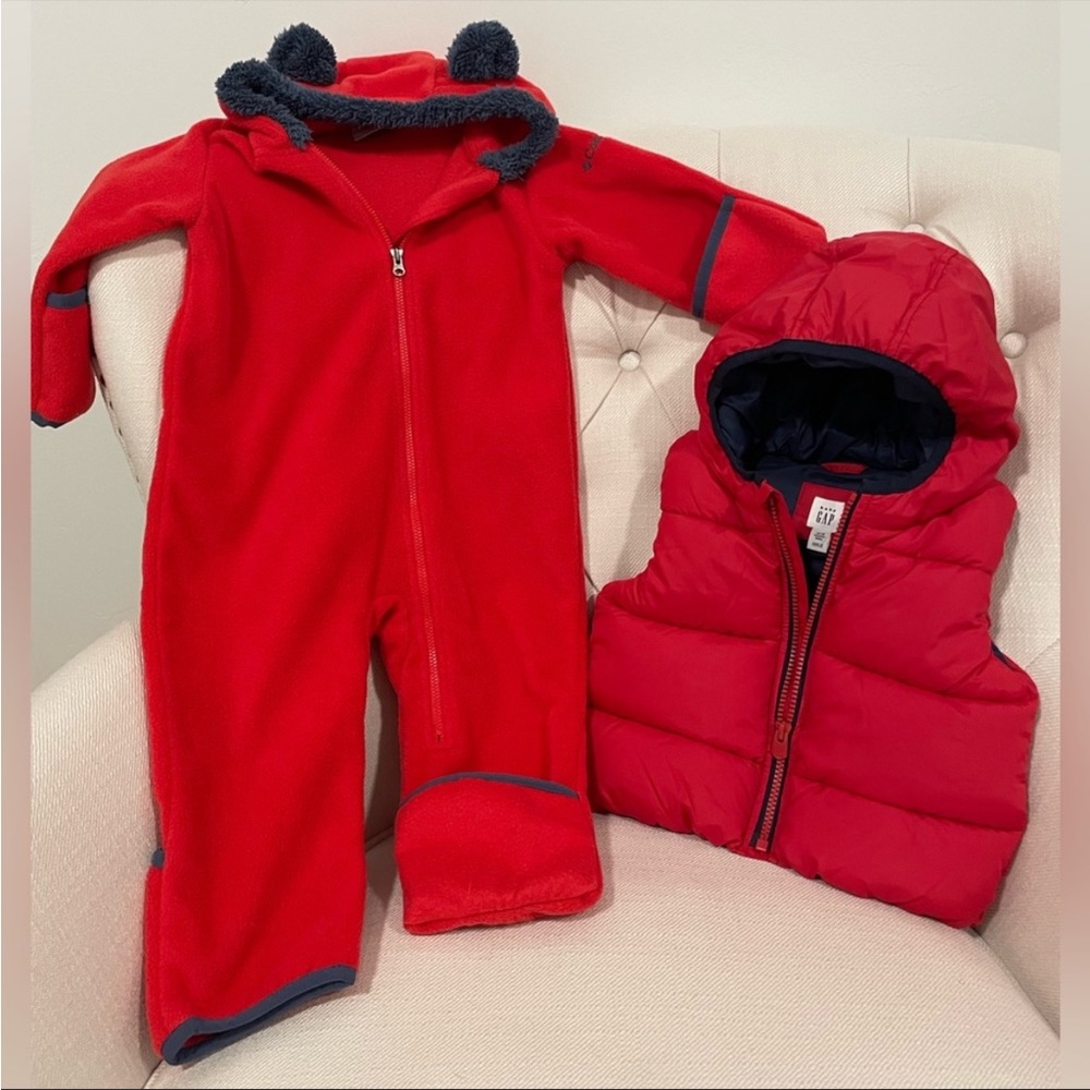 Columbia Bunting & baby Gap puffer vest 12-18m